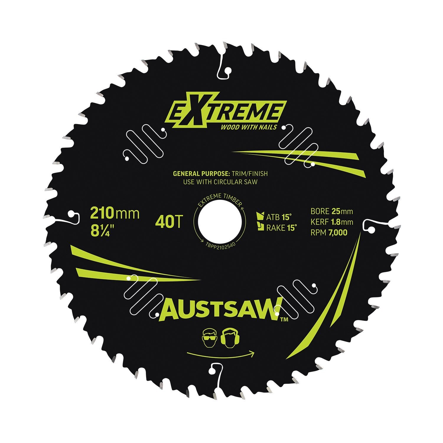 Austsaw 210mm Extreme Wood with Nail Blade 25/16mm Bore 40 Teeth