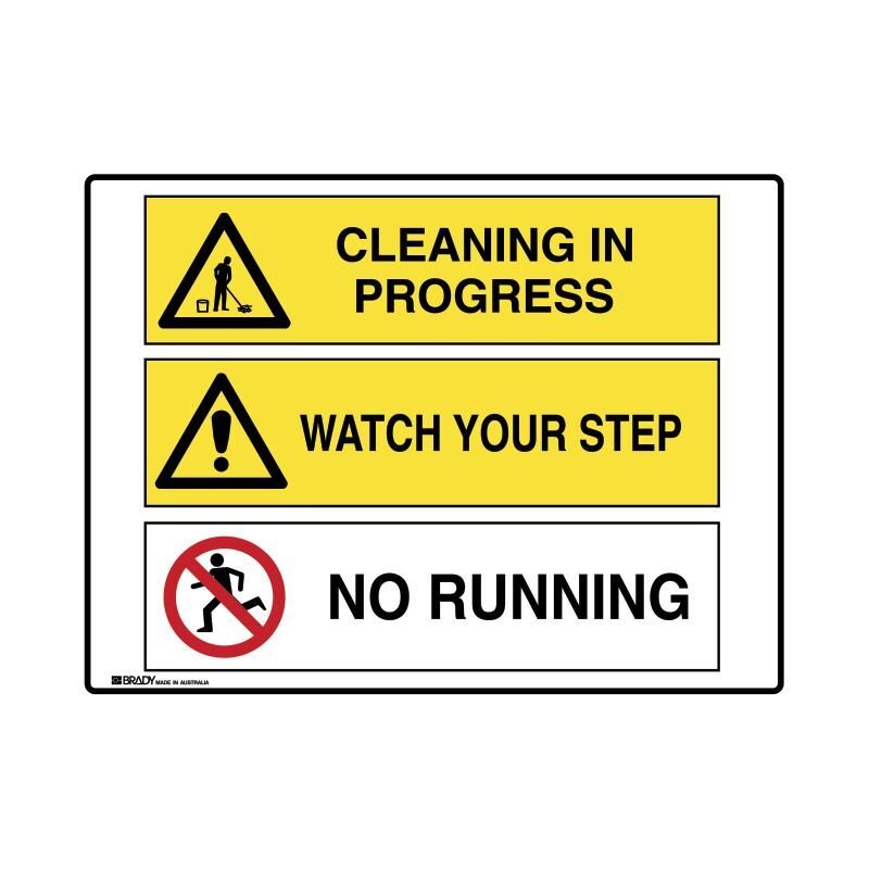 Brady Multiple Message Sign - Cleaning Self Adhesive Polypropylene 600 x 450mm