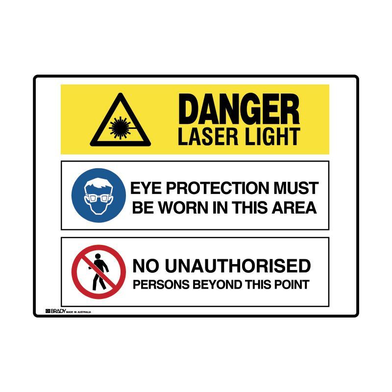 Brady Multiple Message Sign - Laser Light Self Adhesive Polypropylene 600 x 450mm
