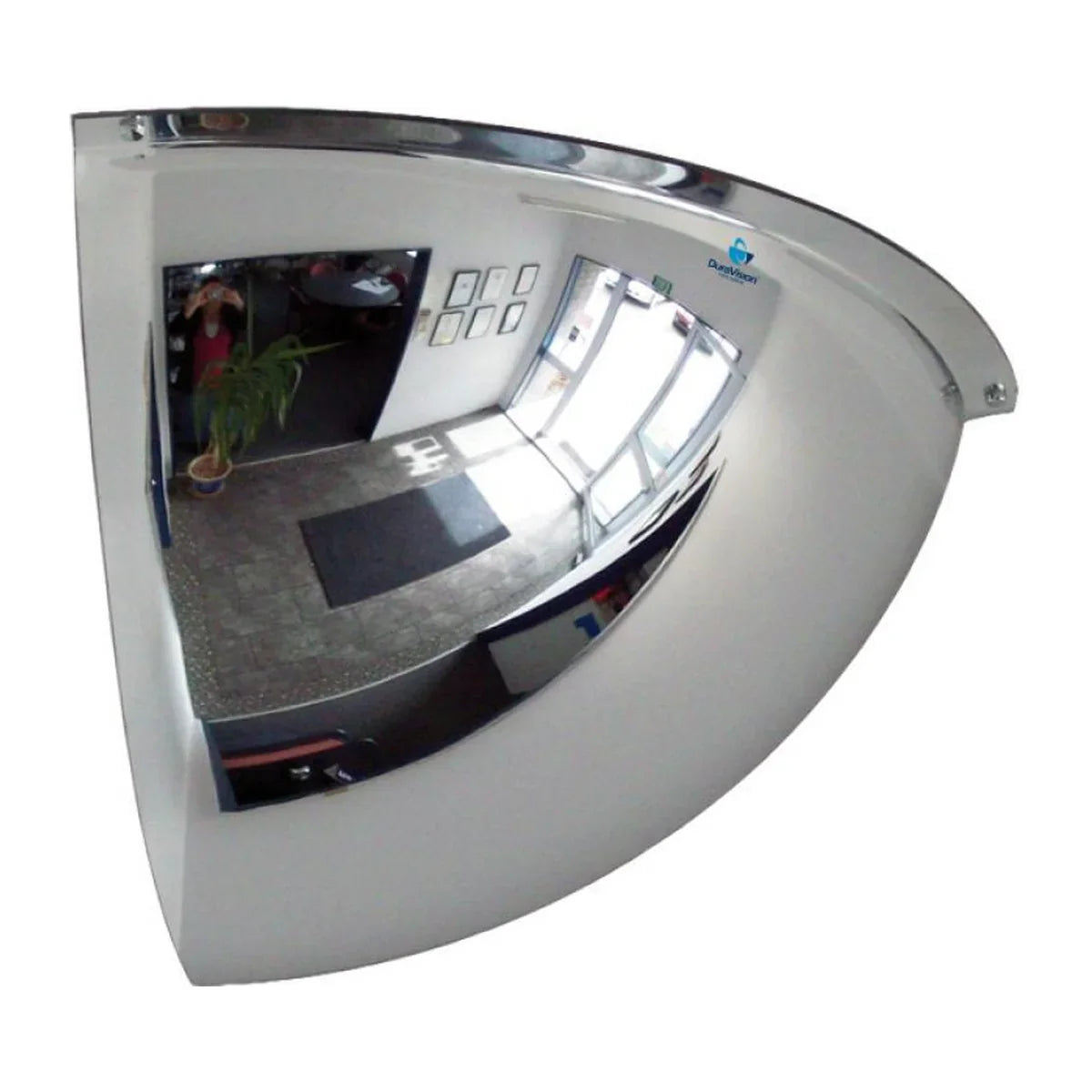 DuraVision 900mm Acrylic Quarter Dome 90 Degree Convex Corner Mirror, Indoor Ceiling