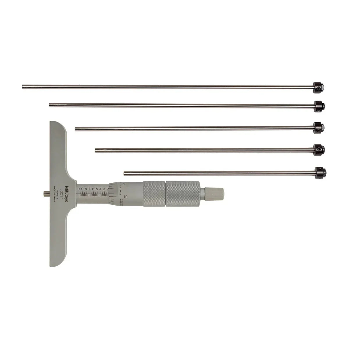 Mitutoyo Depth Micrometer Interchangeable Rod Type Imperial Series 129 0 - 6" x 4" Base