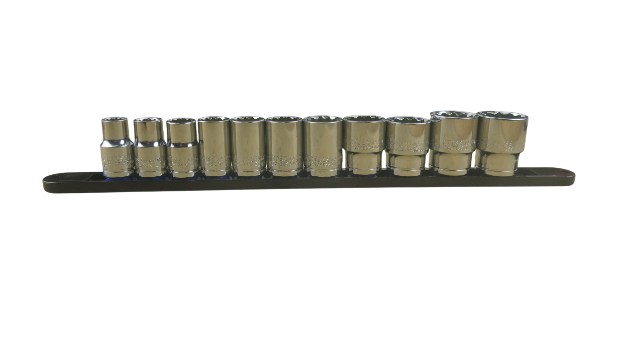 Trax 1/2"Dr 12Pt SAE Socket Rail, 11 pieces - ARX-SR1211S