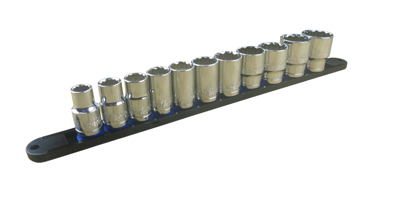 Trax 1/2"Dr 12Pt SAE Socket Rail, 11 pieces - ARX-SR1211S