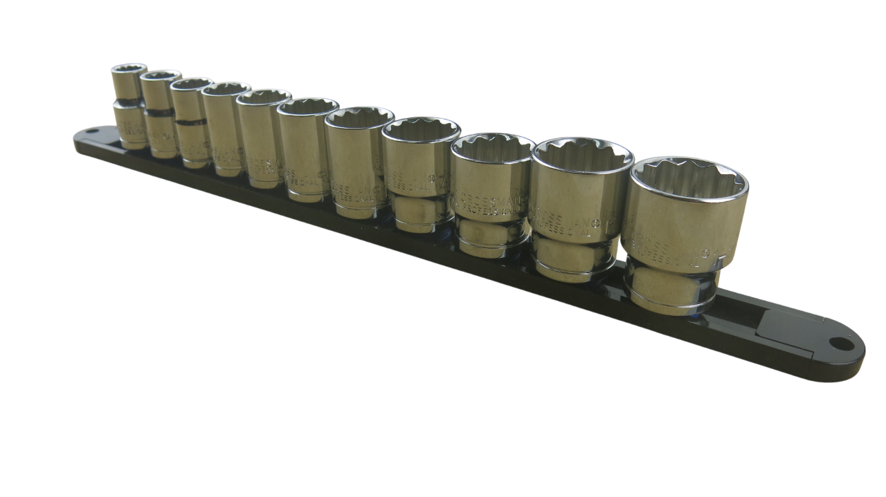 Trax 1/2"Dr 12Pt SAE Socket Rail, 11 pieces - ARX-SR1211S