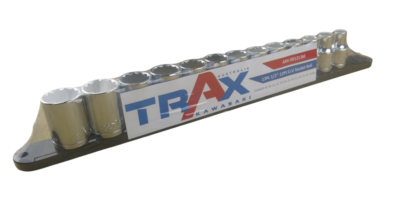 Trax 1/2"Dr 12Pt Metric Socket Rail, 13 pieces - ARX-SR1213M