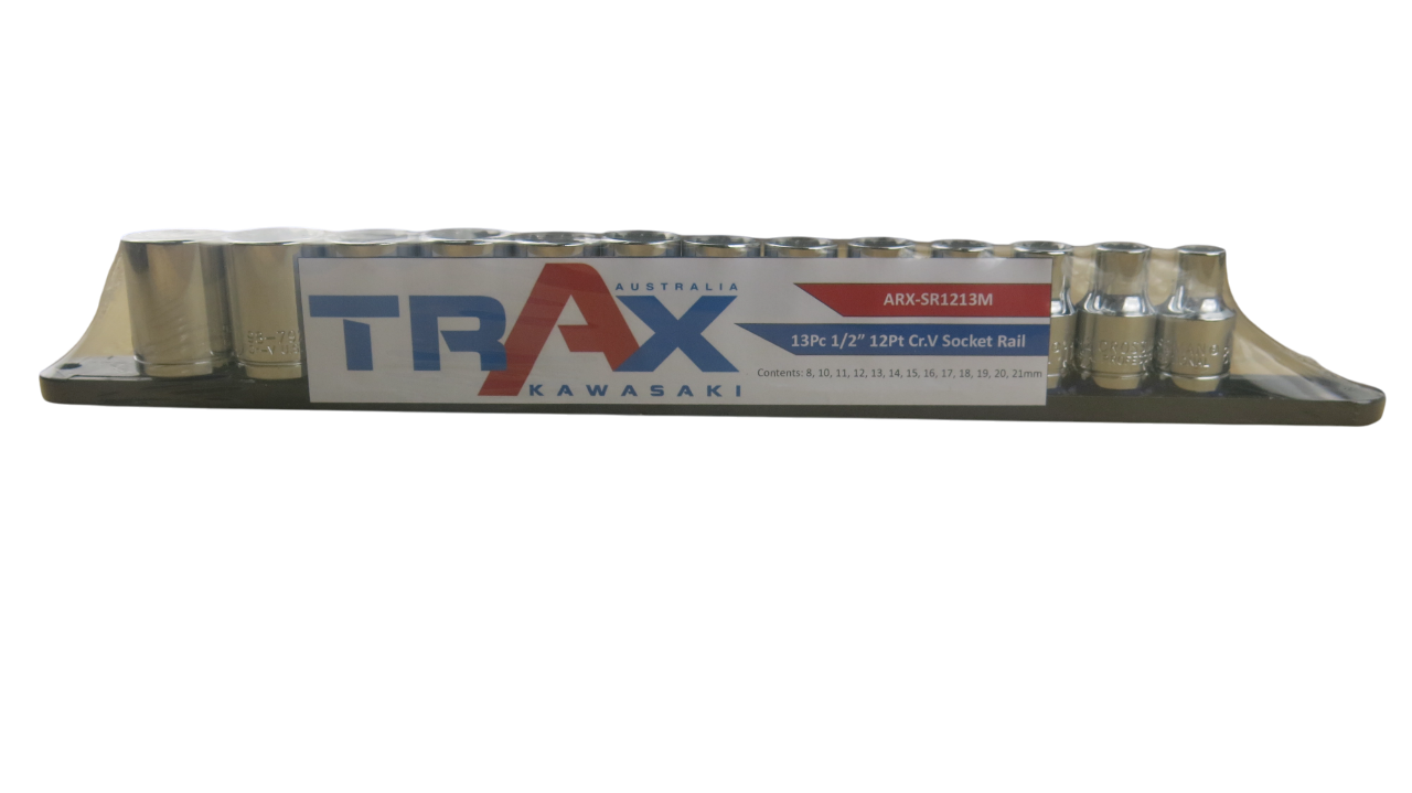 Trax 1/2"Dr 12Pt Metric Socket Rail, 13 pieces - ARX-SR1213M
