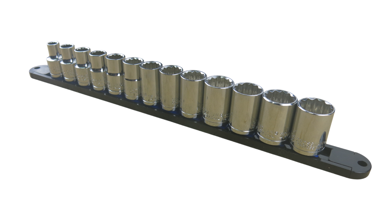 Trax 1/2"Dr 12Pt Metric Socket Rail, 13 pieces - ARX-SR1213M