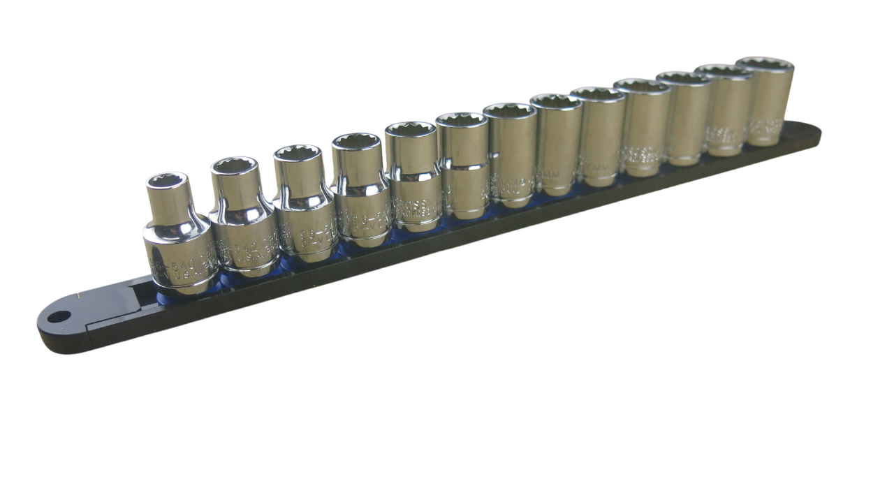 Trax 1/2"Dr 12Pt Metric Socket Rail, 13 pieces - ARX-SR1213M