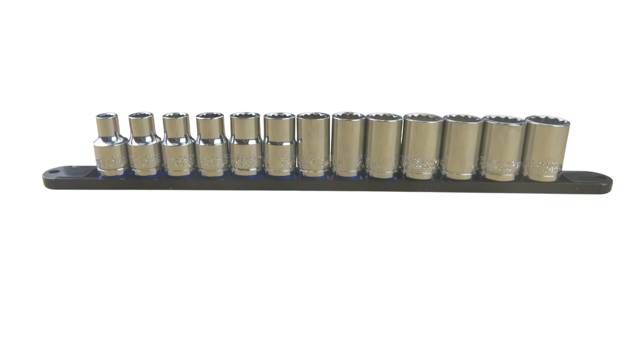 Trax 1/2"Dr 12Pt Metric Socket Rail, 13 pieces - ARX-SR1213M