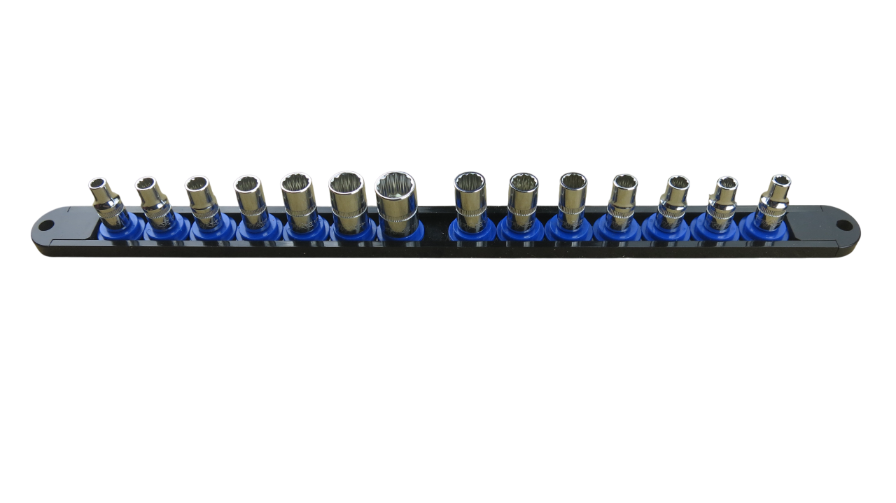 Trax 1/4"Dr Short 12Pt Cr.V MM/SAE Combo Rail, 14 pieces - ARX-SR1414C