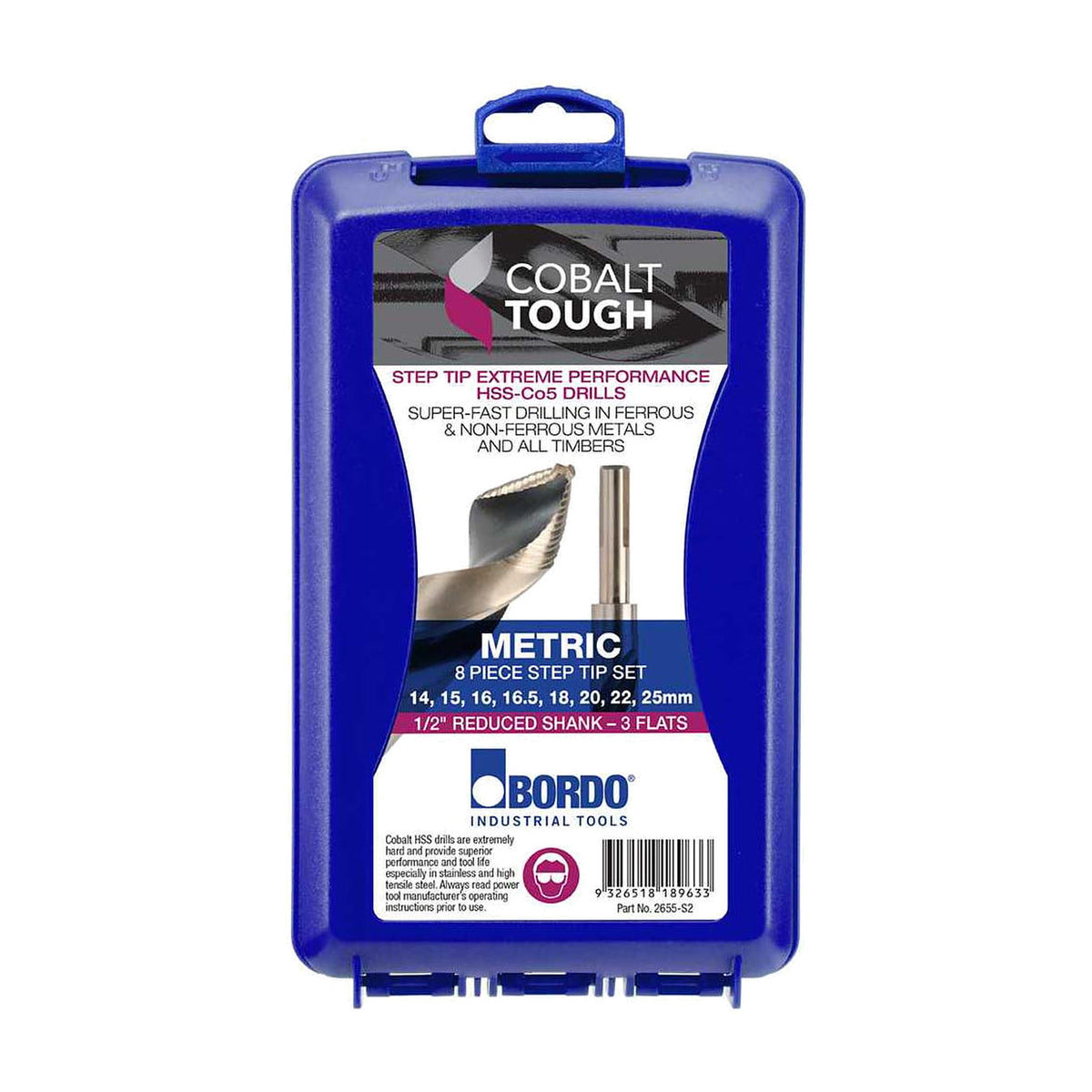 Bordo HSS-Co5 Cobalt Step Tip Drill Set, 1/2 in Reduced Shank