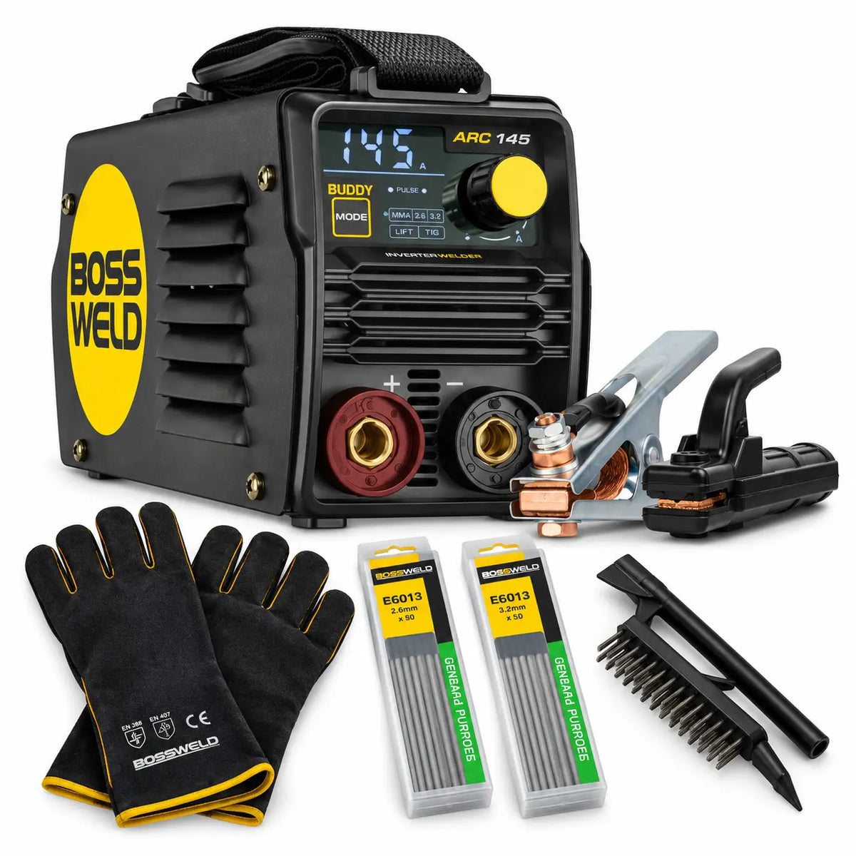 Bossweld Buddy Arc 145 inverter welder bonus bundle