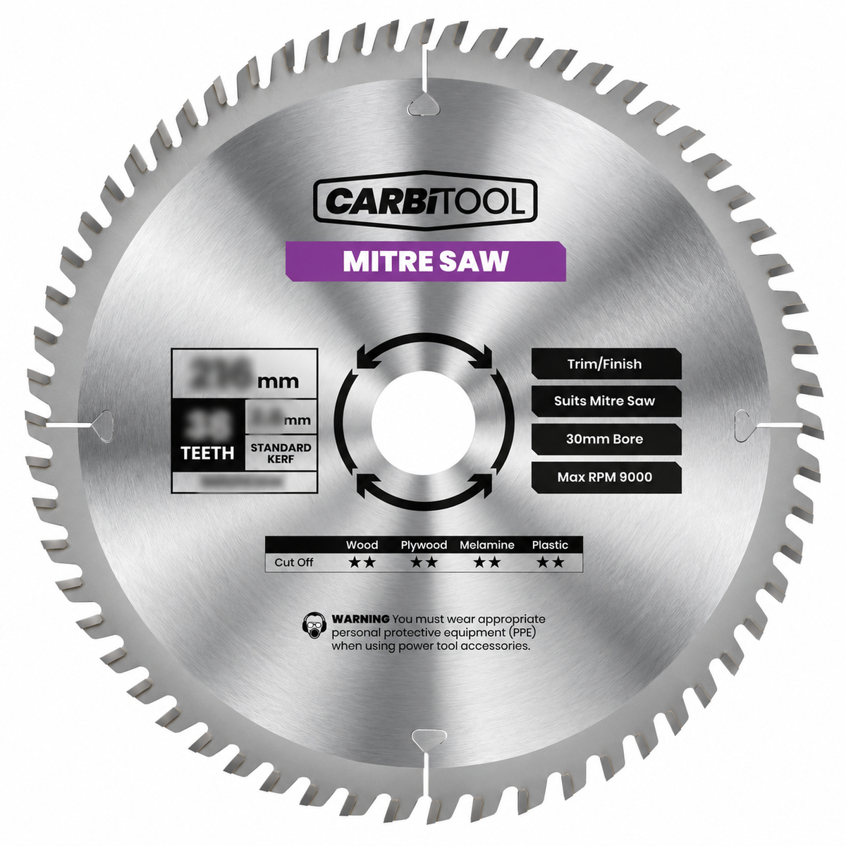 Carbitool Mitre Saw Circular Saw Blade 250mm x 60T - BMN2503060