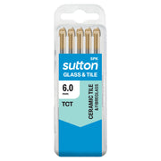 Sutton Tools D604 Glass & Tile Drill Bits 6mm x 80mm - Pack of 5 - AIMS Industrial Supplies