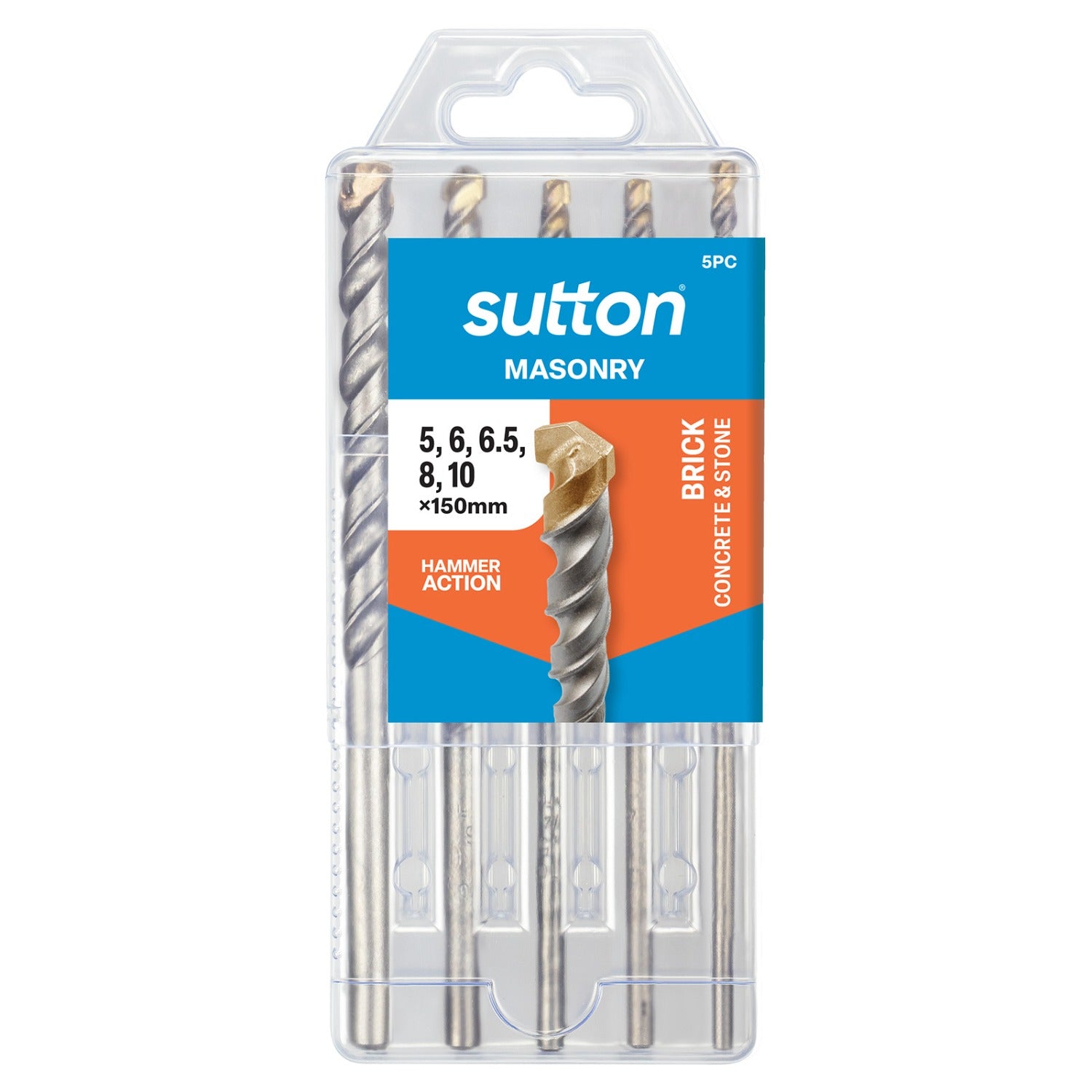 Sutton-D6510005-Masonry-Drill-Bit-Single-Brick(5,6, 6.5, 8 & 10mm)-5-Pieces