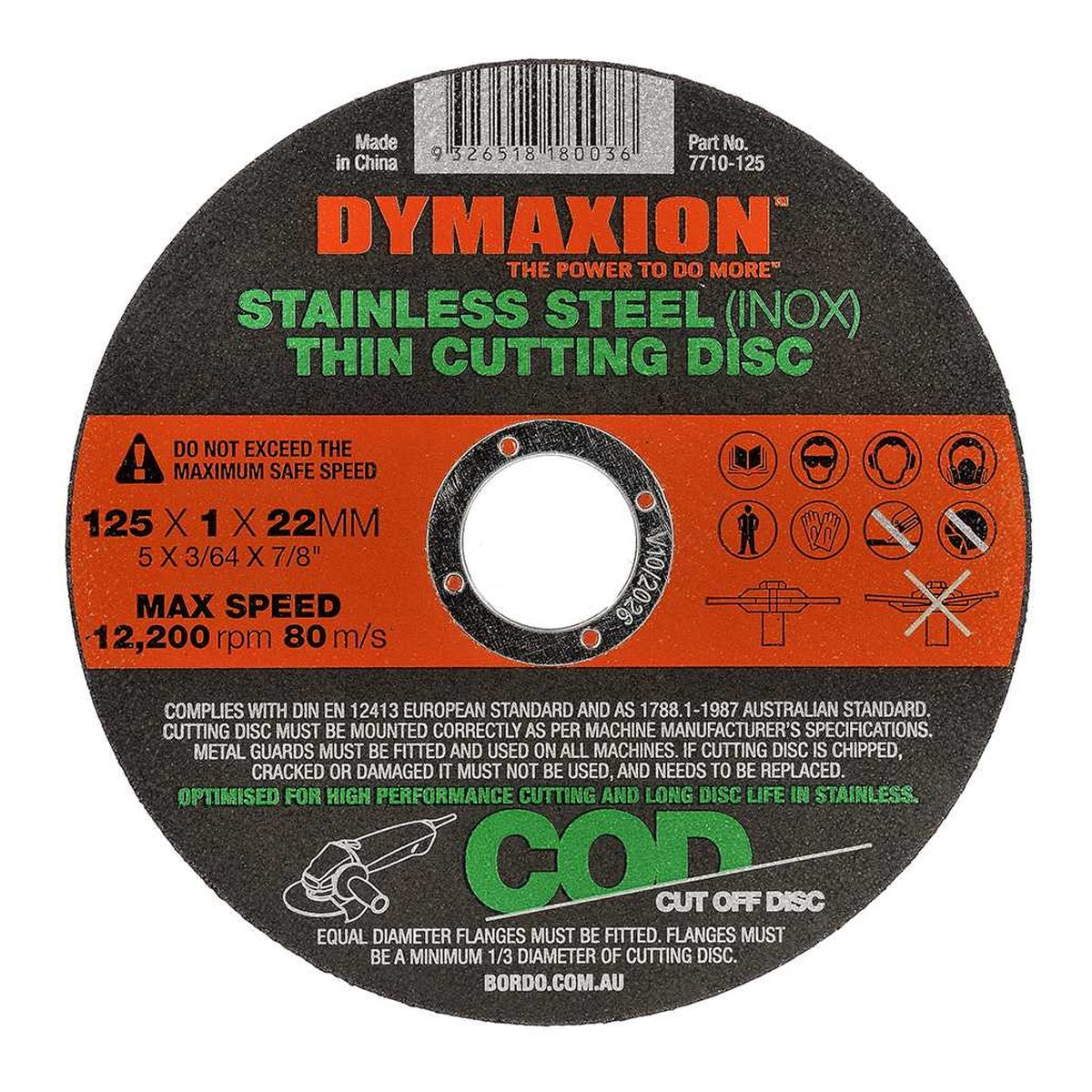 Dymaxion Stainless Steel Thin Cutting Disc Trade Tub 125mm - 7710-125-B1