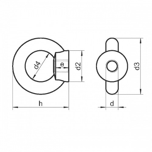 DIN Collared Eye Nut - 316 Stainless Steel