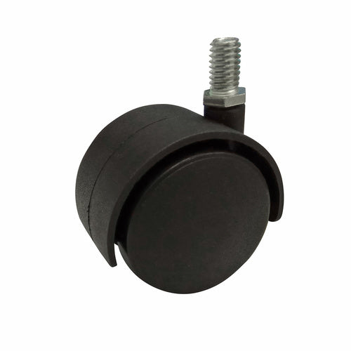 50mm Swivel Castor with Brake 5/16" Stem Hooded - Nylon Wheel, Black