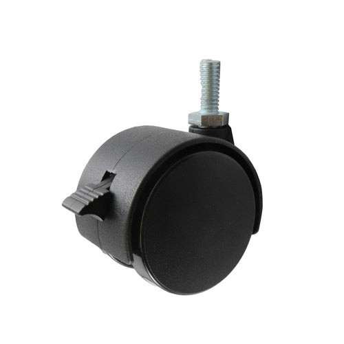 50mm Swivel Castor with Brake 5/16" Stem Hooded - Nylon Wheel, Black