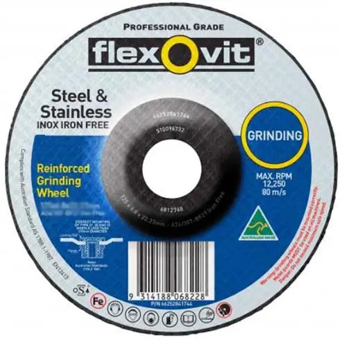 Flexovit Iron Free Grinding Wheel A30S 100mm - Pack of 8