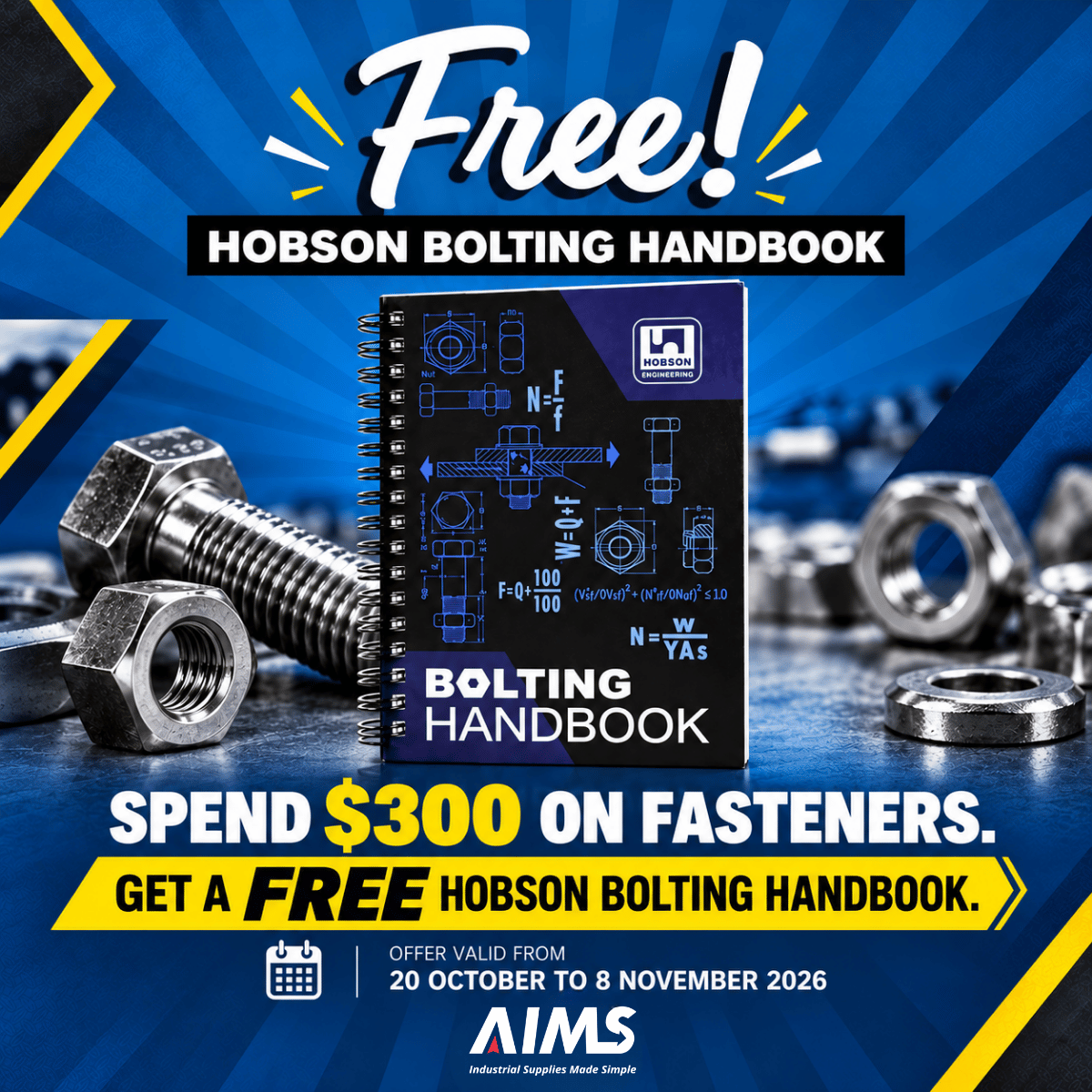 FREE handbook on $300 fastener orders