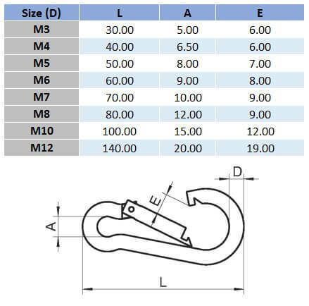 Spring Hook - 316 Stainless Steel