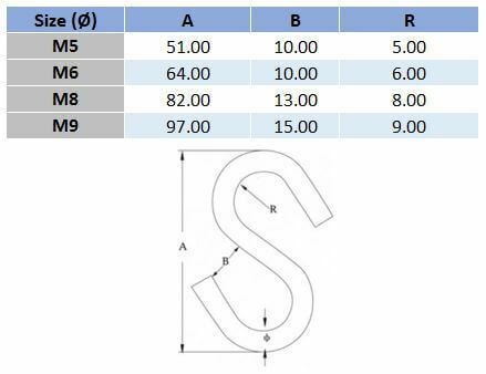 Symmetric S Hook - 304 Stainless Steel