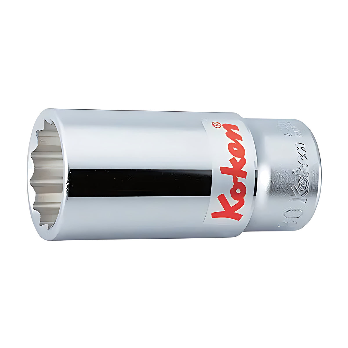 Ko-Ken 6305A deep 12-point socket with a polished chrome finish, red Ko-Ken logo and a 12-point opening