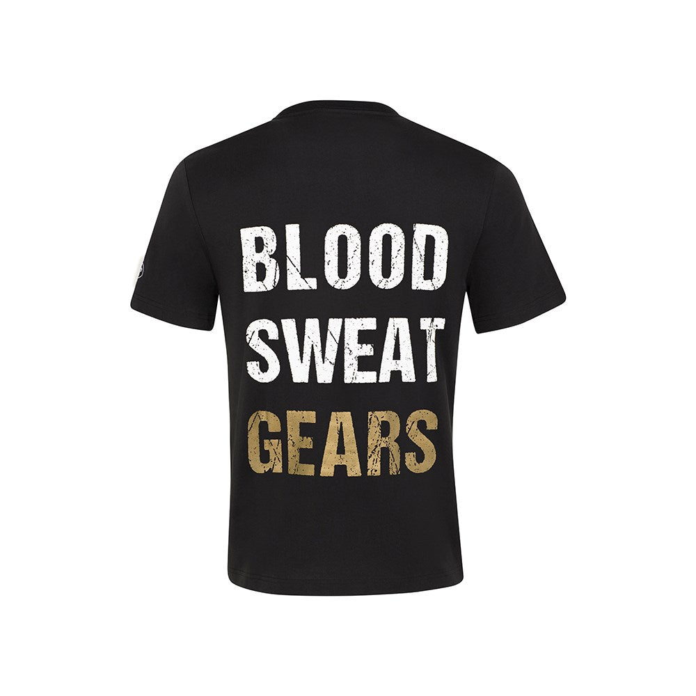 Mack Cotton Crew T-Shirt - Blood Sweat Gears Stack Print
