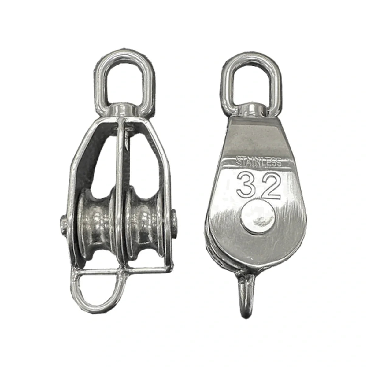 Mame Block with Eye End A2 (304) Stainless Sheave Double 32mm - A0212819 - AIMS Industrial Supplies