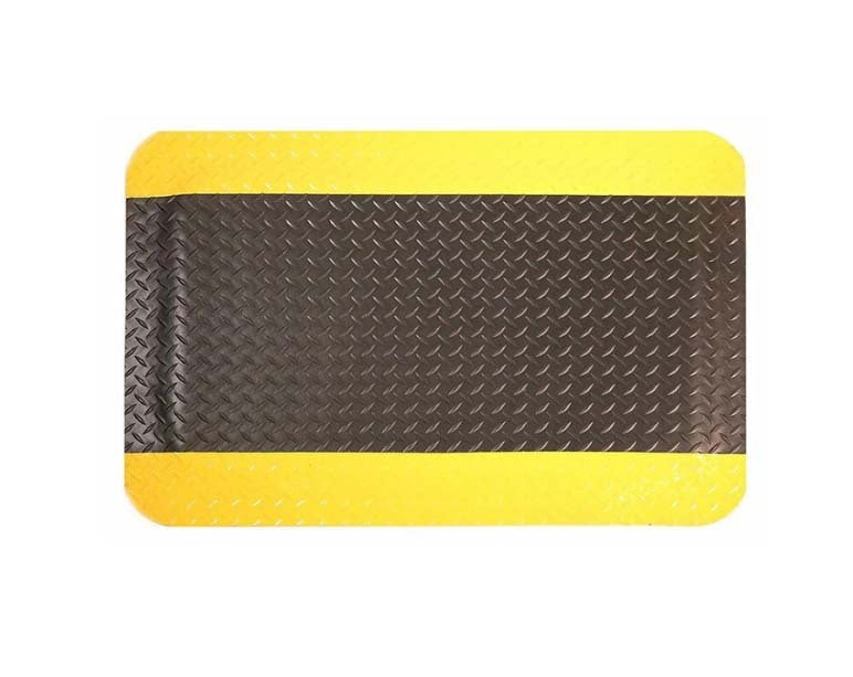 anti-fatigue diamond plate gel mat 600mm x 1m black/safety yellow
