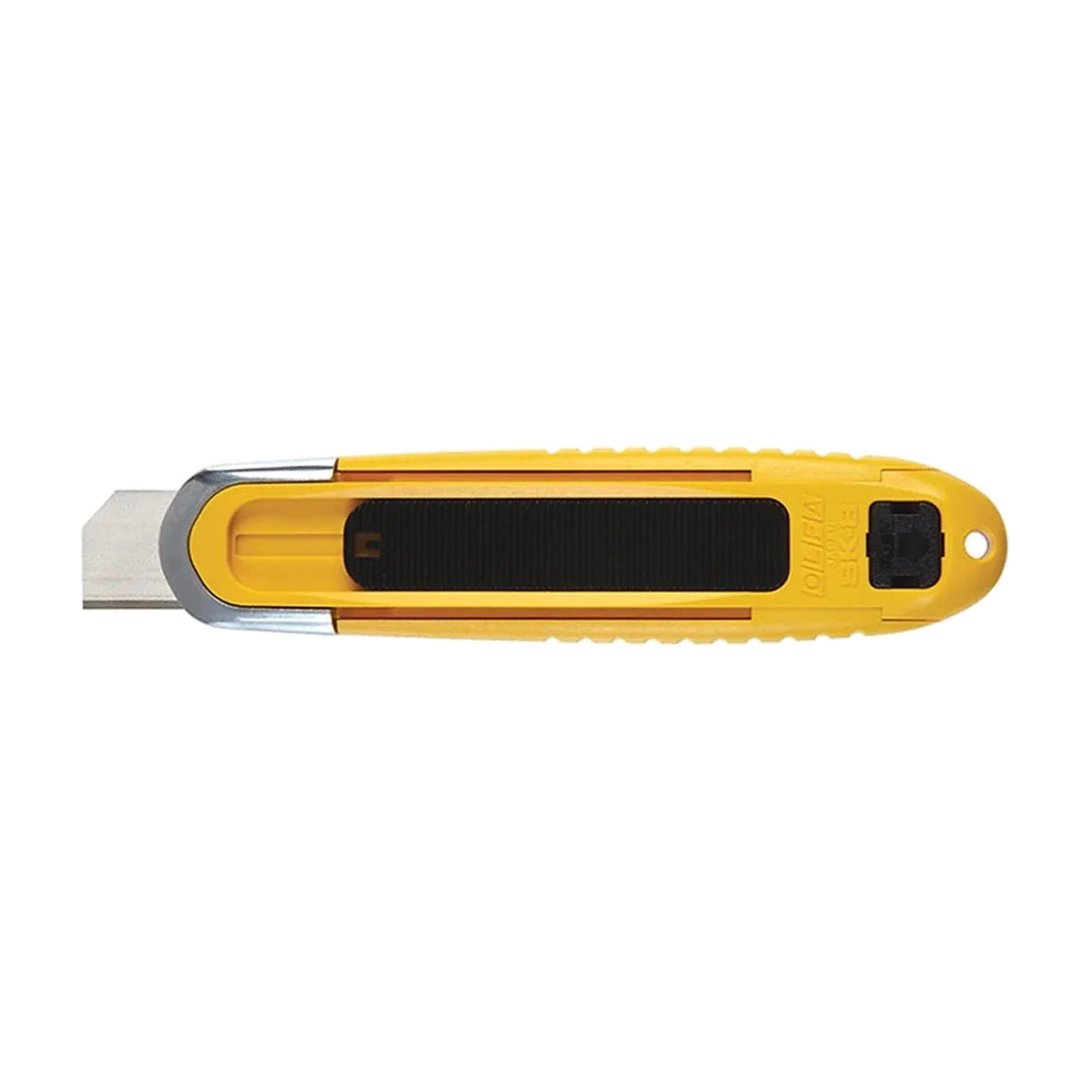Olfa SK-8 fully automatic self-retracting safety knife, yellow body with a black grip panel and exposed blade
