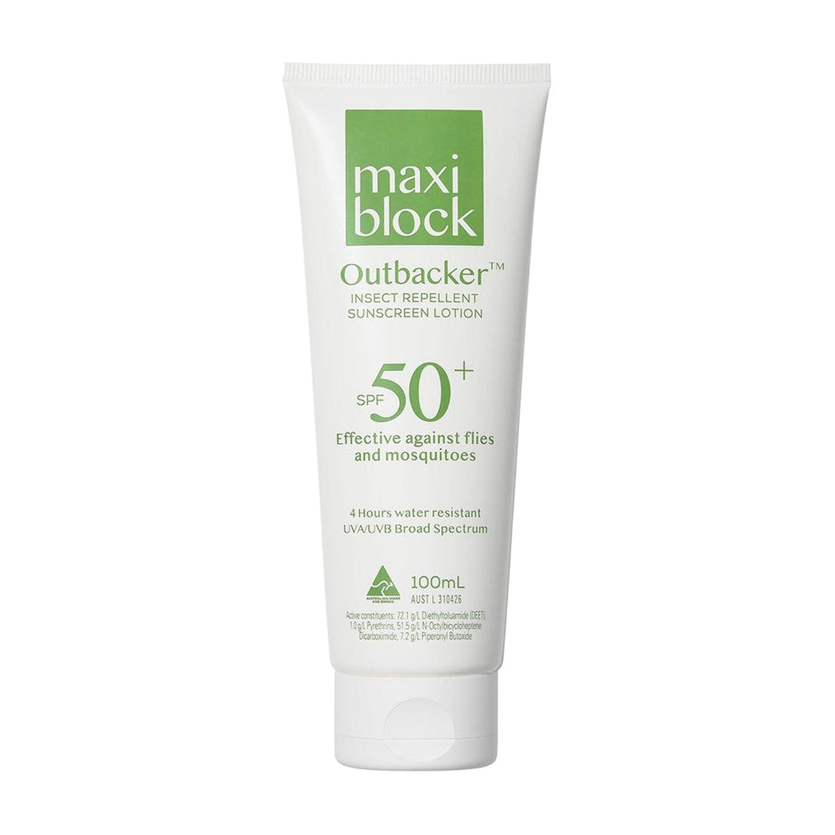 Maxiblock Outbacker SPF50+ sunscreen with insect repellent, 100mL, pack of 24