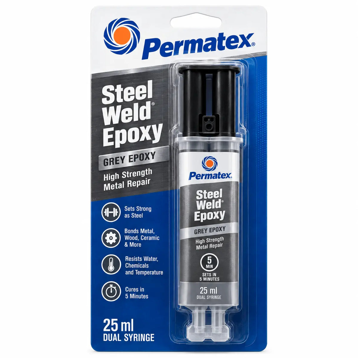 Permatex Steel Weld Epoxy Dual Syringe 25 ml I AIMS Industrial