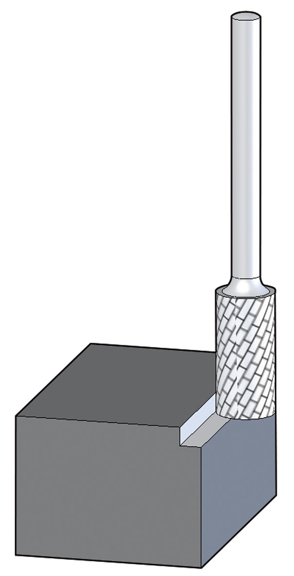 Pferd Cylindrical End Cut Burr ZYAS C3 Plus, 1/4" Shank