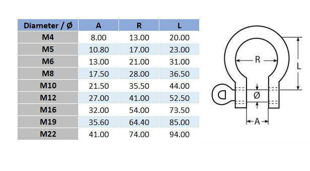 Bow Shackle - 316 Stainless Steel