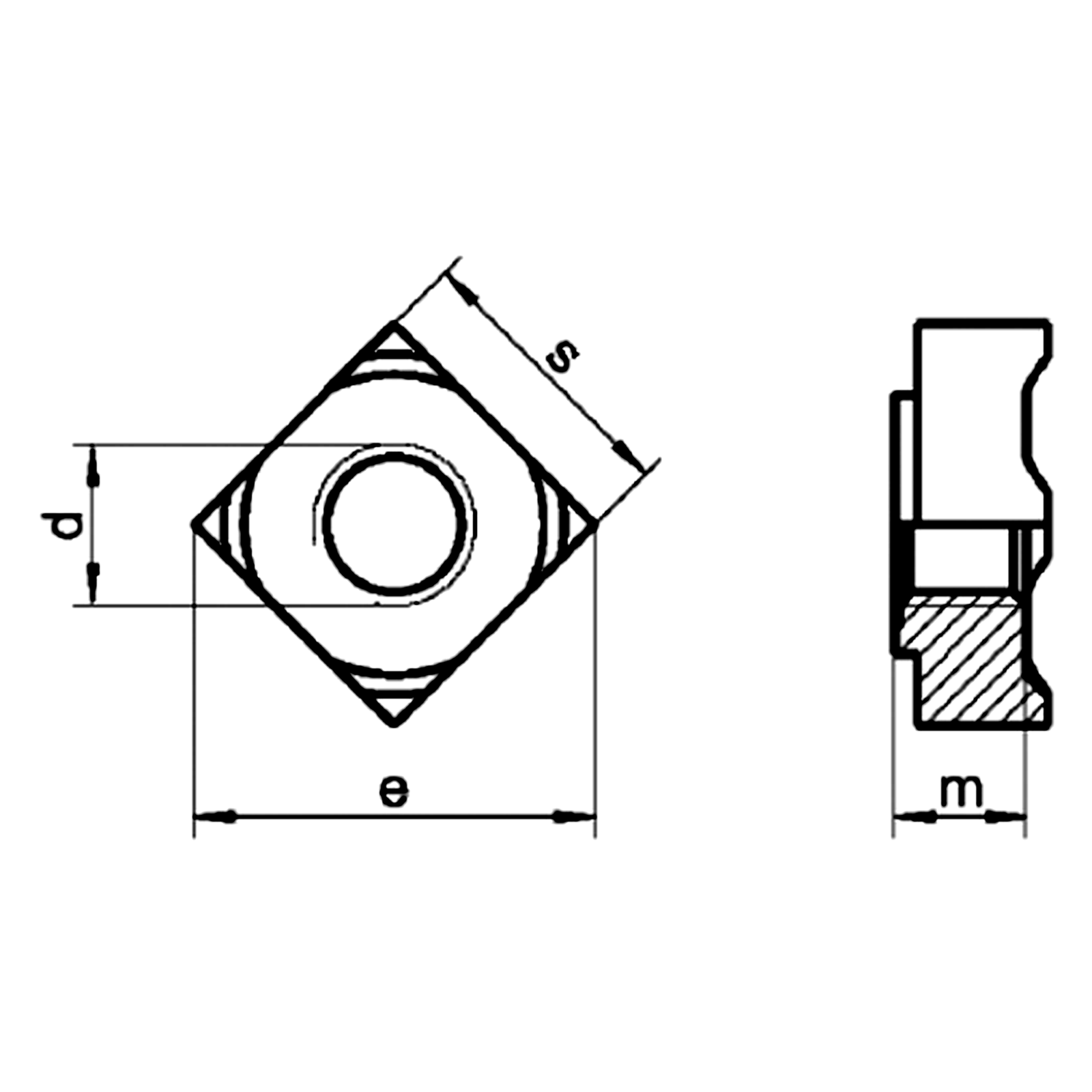 Square Weld Nut A4 (316)