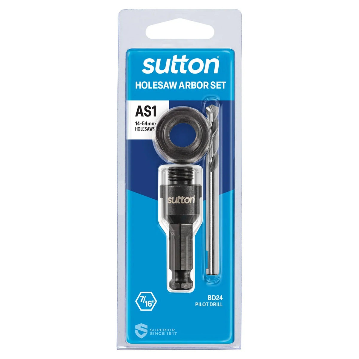 Sutton As-1 Holesaw Arbor Set With Adaptor 14-30mm - H112AS1
