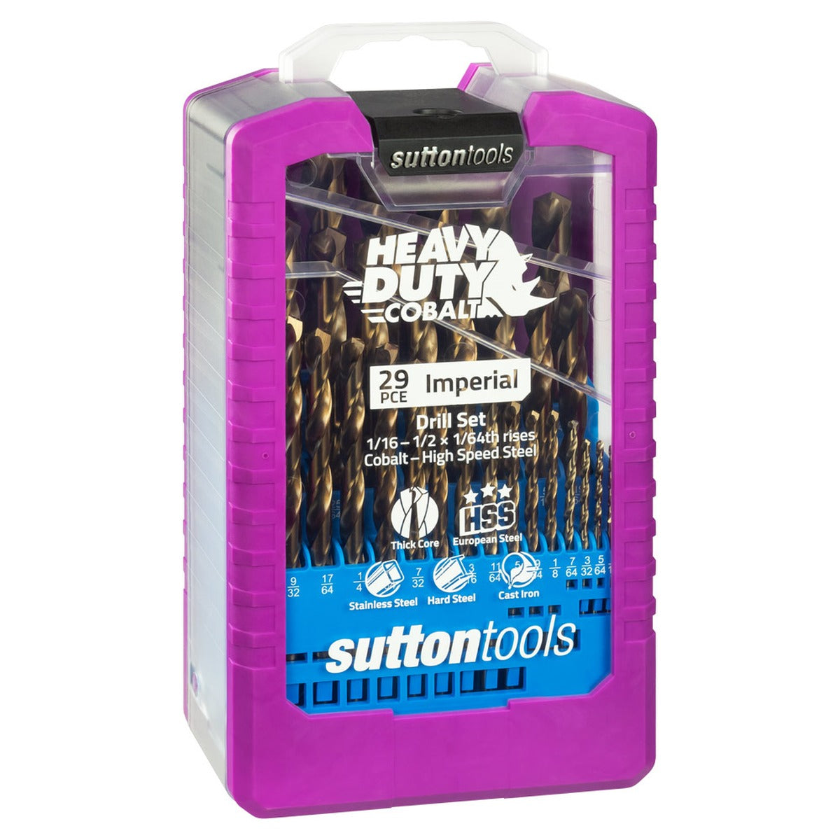 Sutton HD-Cobalt Jobber Drill Set 1/16 - 1/2" - D109S3, 29 Pieces