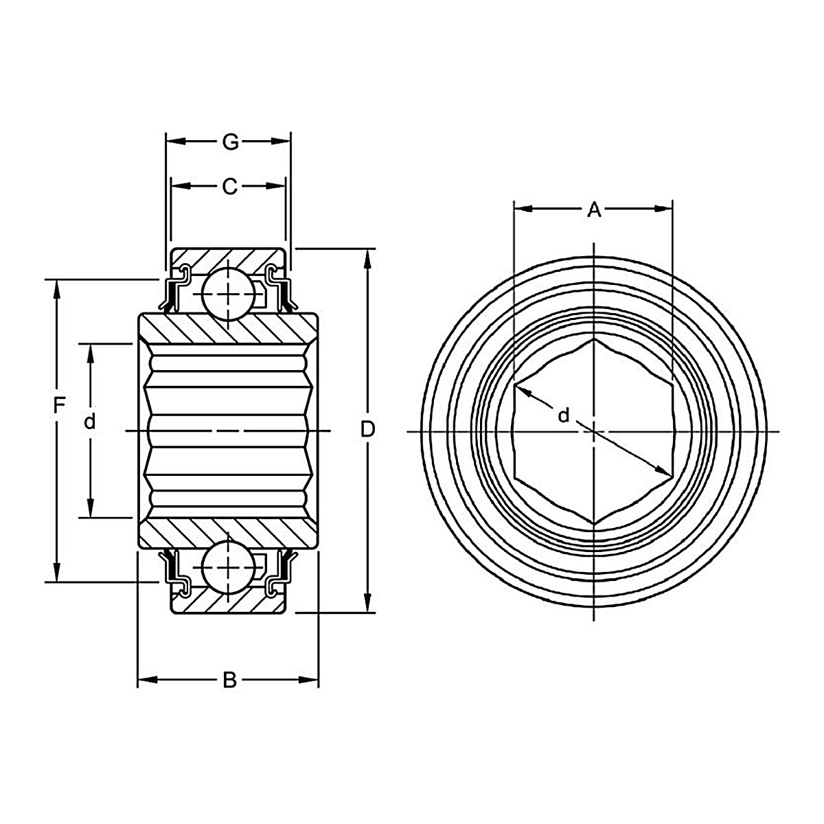 Timken Non-Relubricatable Hex Bore Insert Bearing Cylindrical