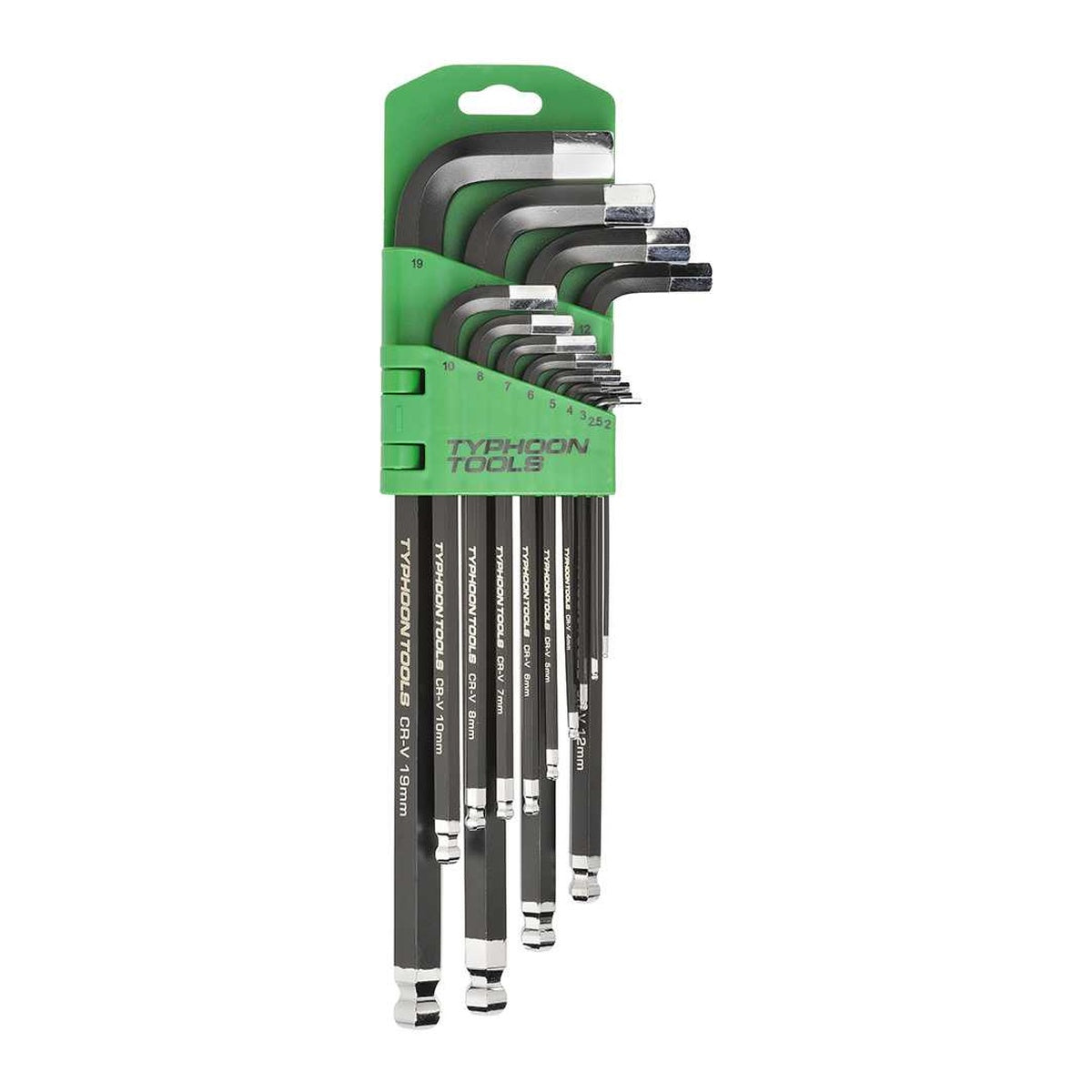 Typhoon Tools Hex Key Swing Set 2 – 19mm Extra Large Ball End, 13 Pieces