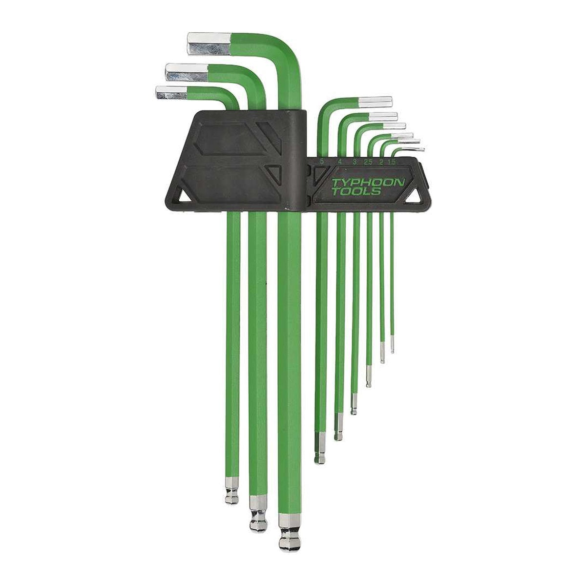 Typhoon Tools Hex Key Swing Set 1.5 - 10mm Metric Ball End Long, 9 Pieces