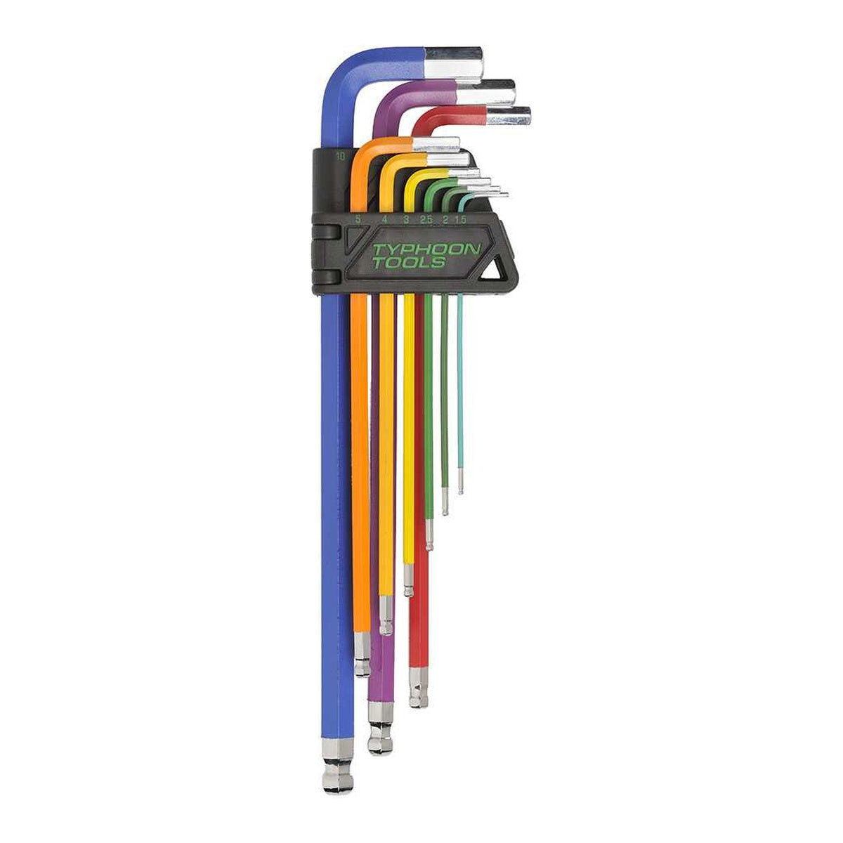 Typhoon Tools Hex Key Swing Set 1.5 - 10mm Metric Ball End Multi-Colour, 9 Pieces