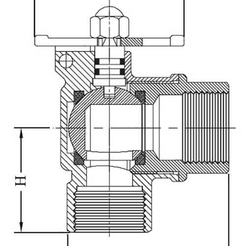 AAP 3/4" DR Brass Right Angle Ball Valve Round Handle, SS VBBDA202