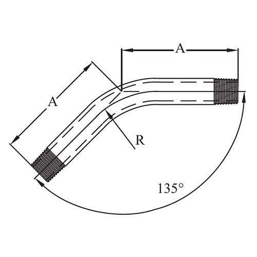 AAP 45° Bend - M/M - Black Steel - AIMS Industrial Supplies