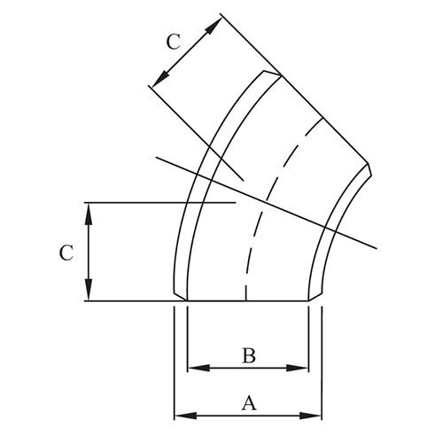 AAP 45deg Long Radius Elbow Buttweld Sgp JIS 23112