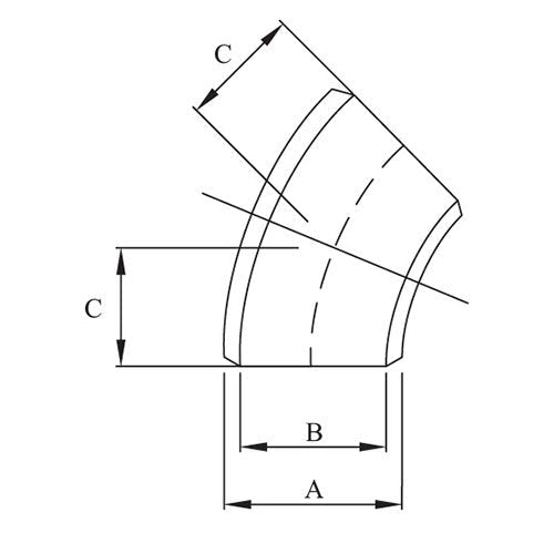 AAP 45deg Long Radius Elbow Buttweld Std - AIMS Industrial Supplies