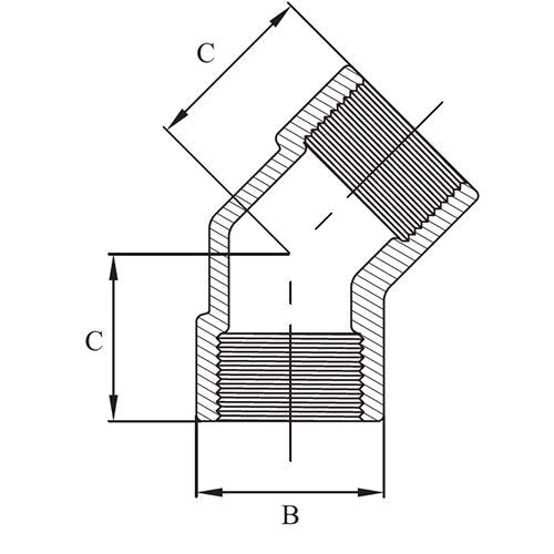 AAP 45deg Threaded Elbow F/F - BSPT Black - AIMS Industrial Supplies