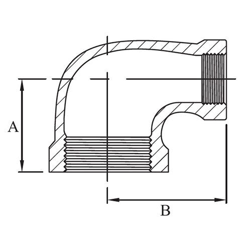 AAP 90deg F/F Reducing Elbow Galvanised Malleable 2