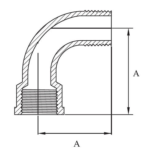 AAP 90deg M/F Bend Galvanised Malleable 2